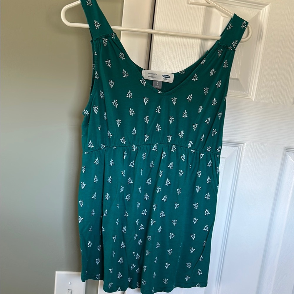 Old navy maternity Teal Sleeveless Top with Floral Pattern